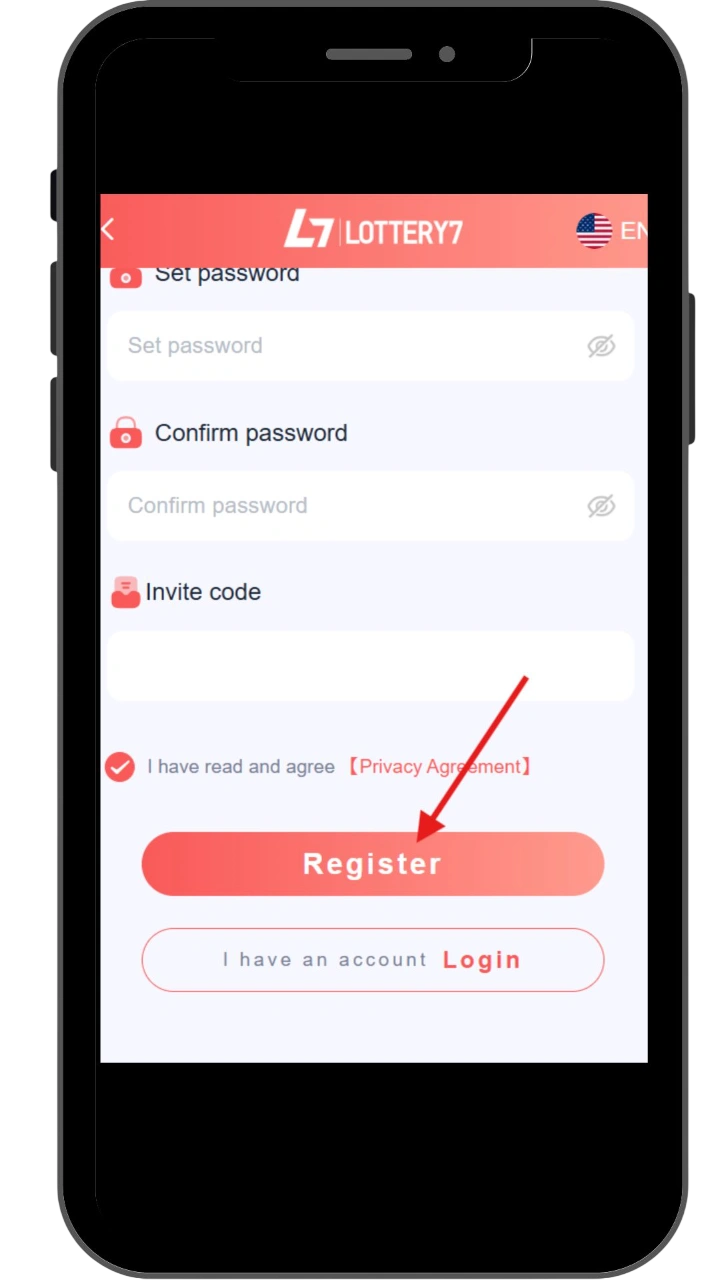 Click on the register button